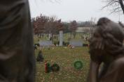 The OLA memorial as seen from the statue of Christ in the Holy Innocents Section of Queen of Heaven Cemetery.