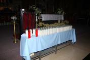 The ninety five white candles that will be lit in honor of the victims of the OLA fire, plus two red candles that will be lit in honor of the emergency responders and in honor of the survivors.