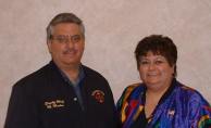 Betti Wasek, survivor of room 104, with her brother Mike Marino, at the second Friends of OLA Meeting on April 25, 2003. (Photo courtesy of Jason Fout)