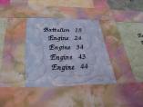 FOLA Quilt  (12/18/04) - Sample square with tribute to CFD companies (Photo Courtesty of Chris Anderson)