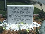The beautiful marble plaque, dedicating the garden to Father Joe Ognibene. (Photo Courtesty of Vicki Tortorich)