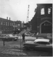 Looking east across Avers Avenue during the demolition in 1959. The building at left is Barbara Glowacki's candy store.