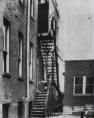This is the fire escape on the east side of the school, adjacent to the rectory. Students from room 207 escaped down this fire escape, thanks to Father Hund and janitor James Raymond, who unlocked the rear classroom door just in the nick of time.
