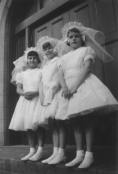 Linda Stabile, Peggy Wentworth, and Sally Konley on the day of their First Communion in 1957. (Photo Courtesy of Sally Konley)