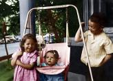 Sansonetti kids, Kathy (2), Peggy (6 mos.) and Ray (5) on their front porch at 1048 Hamlin in 1949. (Photo courtesy of Kathy Sansonetti via Jim Gibbons)