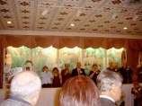 Spouses getting ready to take a group picture of all the 1961 classmates.  Our professional photographer left before he took a group picture! (Photo courtesy of Joe DiCiolla)