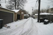 This is the alley running north from the school. The school is behind the location from which this picture was taken.