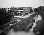 This is a view of the new school shortly after its completion in 1960, as seen from a rooftop a block west on Iowa Street.